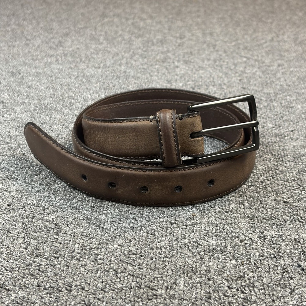 James Campbell Brown Genuine Leather Belt Size 36‎ Dark Brown Gunmetal Buckle